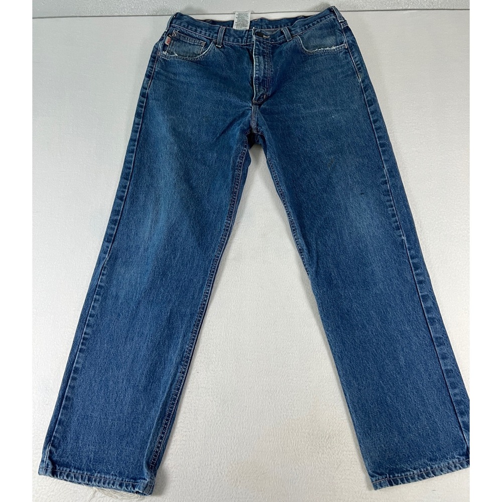 Carhartt FR Jeans Mens 36x32 Blue Good Flame Resistant Relaxed Fit Workwear